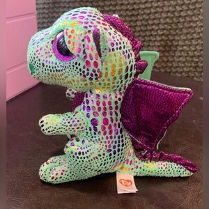 TY Beanie Boos Cinder 6” Glitter Dragon Green & Purple; Ages 3+